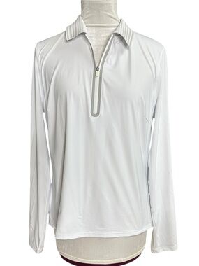 NWT G/FORE WOMEN’S SILKY TECH NYLON  QUARTER ZIP POLO. Size Medium . White